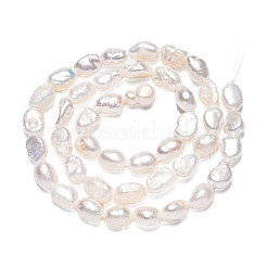 天然養殖淡水パールビーズ連売り  研磨両側  貝殻色  6.5~9x5.5~6.5mm  穴：0.7mm  約43~51個/連  13.39インチ（34cm）&nbsp;PEAR-N014-05D