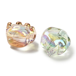 UVメッキ透明レインボー虹色アクリルビーズ  キャッツクロー  ミックスカラー  18.5x16x12.5mm  穴：2.5mm&nbsp;TACR-R001-02A