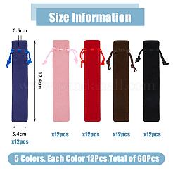 60Pcs 5 Colors Rectangle Velvet Pen Drawstring Bag&nbsp;AJEW-FH0004-36
