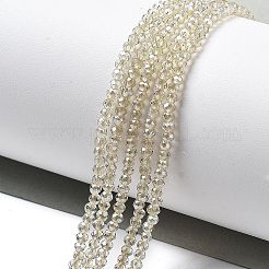電気メッキガラスビーズセット  パール光沢メッキ  多面カット  ロンデル  アンティークホワイト  2.5x2mm  穴：0.7mm  約150~161個/連  11.57~12.72''（29.4~32.3センチメートル）&nbsp;EGLA-XCP0001-10