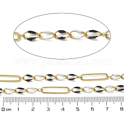 304ステンレススチールエナメルフィガロチェーン  ハンダ付け  スプールで  イオンプレーティング（ip）  18KGP本金メッキ  ホワイト  20x5x1mm&nbsp;CHS-U003-02G-09