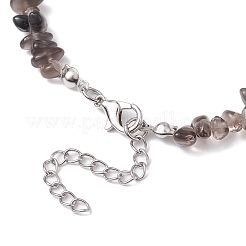 天然氷黒曜石チップビーズネックレス  ステンレス鋼色  15.94~15.98インチ（40.5~40.6cm）&nbsp;NJEW-JN04615-01