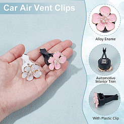 8Pcs 2 Colors Flower Alloy Enamel Car Air Vent Clips&nbsp;HJEW-OC00102
