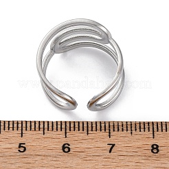 女性用304ステンレススチールオープンカフリング  ステンレス鋼色  調整可能&nbsp;RJEW-F174-03P