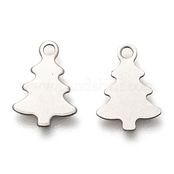 変色しないクリスマス 201 ステンレススチールチャーム  レーザー切断  クリスマスツリー  ステンレス鋼色  10x6.5x0.5mm  穴：1.4mm&nbsp;STAS-C017-03B-P