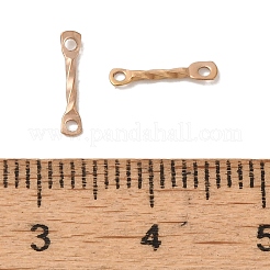 イオンプレーティング（IP）304ステンレススチールコネクタチャーム  ツイストバー  ローズゴールド  10x2x1mm  穴：1mm&nbsp;STAS-Q323-02A-RG