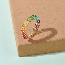 Glass Beads Rings&nbsp;RJEW-TA00011