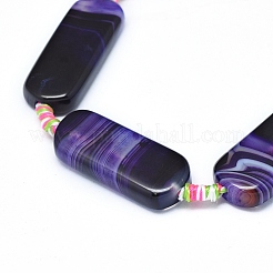 天然バンド /縞aビーズ連売り  染め＆加熱  オーバル  ミックスカラー  36~39x15~18x6~7mm  穴：1.8mm  約8個/連  14.96インチ（38cm）&nbsp;G-L544-022
