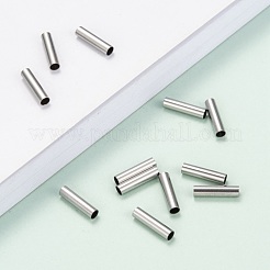 変色しにくい304ステンレススチールチューブビーズ  ステンレス鋼色  10x2.5mm  穴：2mm&nbsp;X-STAS-G071-32P
