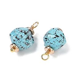 オペークアクリルパーツ  ナゲット  本物の18Kゴールドメッキ真鍮ループ付き  ライトスカイブルー  17.5~18.5x9~10mm  穴：1.5~2mm&nbsp;KK-K296-02G