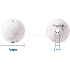 曇りっぽい天然のハリウッドビーズ連売り  ラウンド  8mm  穴：1mm  約44個/連  14.96インチ  1連 /セット&nbsp;G-PH0028-8mm-01