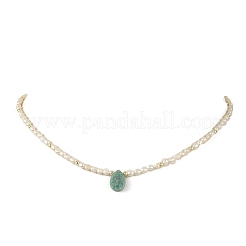 Natural Amazonite Faceted Teardrop Pendant Necklaces&nbsp;NJEW-JN06432