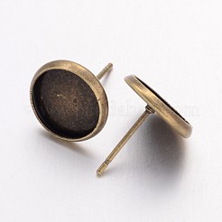 アイアン製スタッドピアスパーツ  フラットラウンド  ニッケルフリー  アンティークブロンズ  12mm  トレイ：10mm  ピン：1mm&nbsp;IFIN-Q103-B-NF