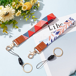 2Pcs 2 Colors Polyester Hand Wrist Lanyard for Phone Decoration Key Chain&nbsp;HJEW-GO0001-03