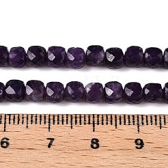 天然レピドライトビーズ連売り  多面カット  キューブ  4~5x4~5x4~5mm  穴：0.8mm  約92~105個/連  14.96~15.35インチ（38~39cm）。&nbsp;G-N342-128-1