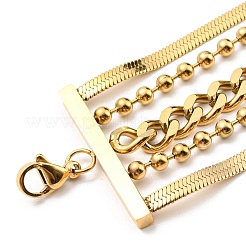 304 Stainless Steel Chains Multi-strand Bracelet for Women&nbsp;BJEW-G674-01A-G