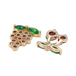 8Pcs 4 Style Real 18K Gold Plated Fruit Theme Brass Micro Pave Cubic Zirconia Pendants&nbsp;ZIRC-ZZ0001-06G