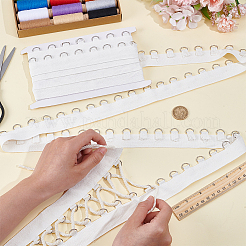 チロリアンテープ  鉄製のDリング付き  洋服アクセサリー  ホワイト  1-3/8インチ（36mm）&nbsp;OCOR-WH0070-223B-01