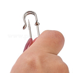 アイアン製ブローチパーツ  DIYのブローチ作りのための素晴らしい  キルト針  プラチナ  50x16mm  穴：3mm  ピン：0.5mm&nbsp;KK-Q487-N