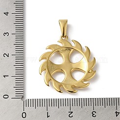 PVD真空メッキ304ステンレスペンダント  鋸歯チャーム  ゴールドカラー  28x25.5x3mm  穴：3x7mm&nbsp;STAS-B069-15G