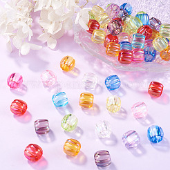 UVメッキ透明アクリルヨーロピアンビーズ100個  大穴ビーズ  虹色の  ミックスカラー  バレル  13x11mm  穴：7.8mm&nbsp;TACR-TA0001-93B