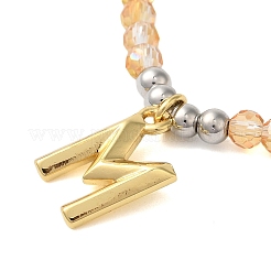Rack Plating Brass & Faceted Glass Beaded Stretch Bracelets&nbsp;BJEW-C075-02G