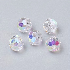ガラスラインストーンビーズ  多面カット  ラウンド  クリスタルAB  8.5x8mm  穴：1.6mm&nbsp;RGLA-G016-A01-001AB