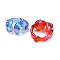 透明なアクリルパーツ  ヘッドセットチャーム  UVメッキ  ミックスカラー  41.5x37.5x19.5mm  穴：3.5mm&nbsp;AC-CBA6BCC-12