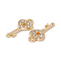 合金クリスタルラインストーンペンダント  ハートキーチャーム  ゴールドカラー  25x11x2mm  穴：2.5mm&nbsp;ALRI-K049-10C