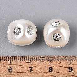 ABSプラスチックパール調ビーズ  天然石風  ナゲット  ラインストーン付き  乳白色  14~15x13x12.5mm  穴：2mm&nbsp;SACR-T017-77B