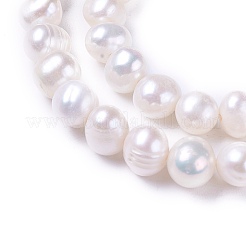 天然養殖淡水パールビーズ連売り  ポテト  ホワイト  4~12x4~12mm  穴：0.5~1mm  約28~100個/連  13.8インチ〜15.7インチ（35~40cm）&nbsp;PEAR-L021-17A-01A
