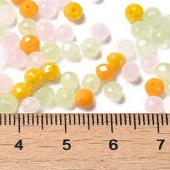 ガラスビーズ  多面カット  ロンデル  緑黄  4x3mm  穴：0.4mm  約328個/24g&nbsp;LS-EGLA-A034-SM4mm-28