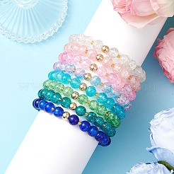 8Pcs 8 Colors Spray Painted Crackle Glass Beads Stretch Bracelets for Men Women&nbsp;BJEW-MZ00204
