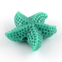 染め加工合成サンゴビーズ  ヒトデ/海星  ミディアムアクアマリン  20x19x7mm  穴：1.5mm&nbsp;CORA-R011-23E