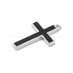 合金エナメルチャーム  クロスチャーム  ブラック  プラチナ  39.5x24.5x3mm  穴：3mm&nbsp;FIND-M021-08P-02