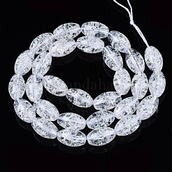 透明クラックルガラスビーズ連売り  オーバル  透明  13x8mm  穴：1.2mm  約30個/連  15.75''（40センチメートル）&nbsp;GLAA-S192-B-010A