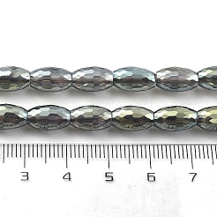 電気メッキ透明ガラスビーズ連売り  オーバル  パール光沢メッキ  多面カット  ミックスカラー  10x6mm  穴：1.2mm  約39個/連  15.94''（40.5センチメートル）&nbsp;EGLA-M032-02A-PL