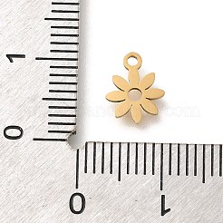 ステンレススチールチャーム201個  レーザー切断  花のチャーム  ゴールドカラー  9x7x1mm  穴：1.2mm&nbsp;STAS-R132-03G