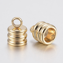 304ステンレススチールコードエンド  エンドキャップ  コラム  ゴールドカラー  9x7mm  穴：2.5mm  内径：5mm&nbsp;STAS-H436-12