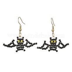 Halloween Glass Seed Bead Dangle Earrings&nbsp;EJEW-MZ00769-03