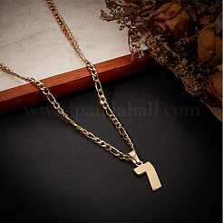 1Pc 304 Stainless Steel Figaro Chain Number Pendant Necklaces&nbsp;NJEW-BBC0001-28D-G