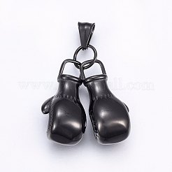 304ステンレスペンダント  ボクシング​​グローブ  ガンメタ色  40x17~35x15mm  穴：9x5mm&nbsp;STAS-O103-02B