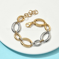 304 Stainless Steel Oval Link Chain Bracelets for Women&nbsp;BJEW-D456-05GP-02