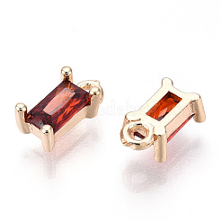 真鍮キュービックジルコニアチャーム  長方形  本金メッキ  ファイヤーブリック  8x4x3mm  穴：1.2mm.&nbsp;X1-KK-S350-367O