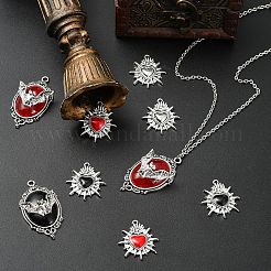 ハロウィンテーマ合金樹脂ペンダント10個5スタイル  コウモリのチャーム  ミックスカラー  26~42.5x23.5~24x4~10mm  穴：1.6~2.2mm  2個/スタイル&nbsp;FIND-YW0006-14