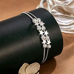 Brass Star Grooved Round Beaded 2-strand Bracelets for Women&nbsp;WGD7A06-02