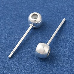 真鍮スタッドイヤリングを見つける  鉛フリー＆カドミウムフリー  ラウンド  925銀メッキ  16x4mm  穴：0.9mm  ピン：12x1mm&nbsp;KK-K383-04B-S