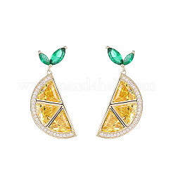 Brass Pave Cubic Zirconia Lemon Dangle Stud Earrings&nbsp;FS-WGF38FC-01