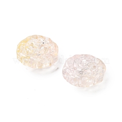 スプレー塗り透明ガラス・ビーズ  花のチャーム  フローラルホワイト  15x15x6mm  穴：1.2mm&nbsp;GLAA-D038-01J
