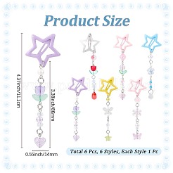 6Pcs 6 Colors Star Iron & Plastic Snap Hair Clips&nbsp;PHAR-CP0001-27